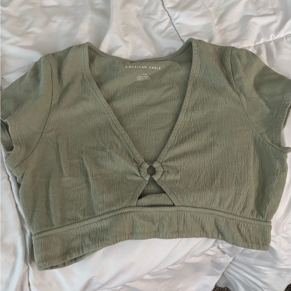 American Eagle Outfitters Sage Green Crop Top